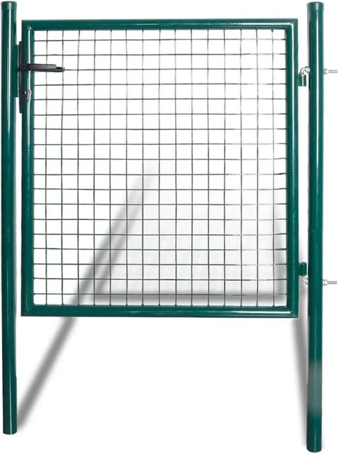 vidaXL Zauntor aus pulverbeschichtetem Stahl in Grün, Einzeltoresystem Swing - Bild 1