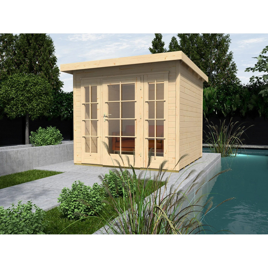 WEKA Gartenhaus Panorama aus europäischer Fichte in Beige mit Flachdach und Vordach B/H/T: 319 x 216 x 342 cm - Bild 2