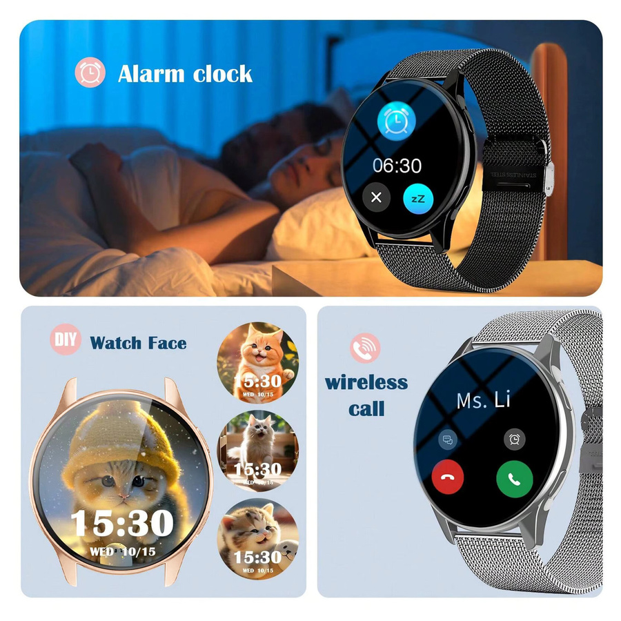 SIMSONLAB Smartwatch, Schwarz, Roségold, Silikon, Unisex - Bild 1