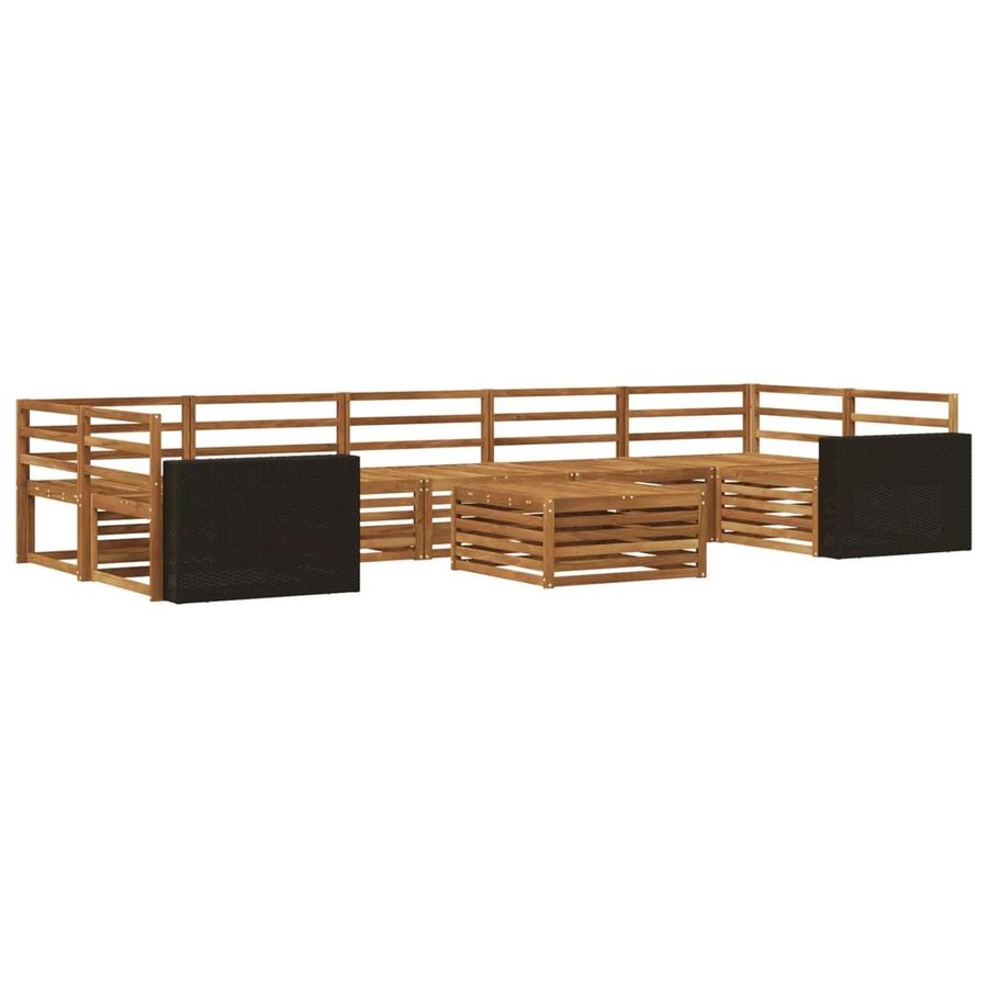 vidaXL Outdoor-Sofagarnitur aus Massivholz Akazie in Braun, 8-teiliges Set in U-Form mit Tisch und Armlehnen - Bild 2