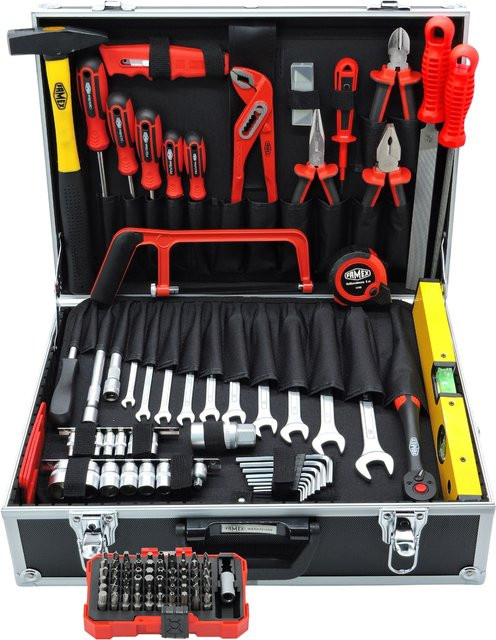 Famex 755-57 Werkzeugkoffer mit Werkzeug-Set aus Aluminium und Edelstahl in Rot - Bild 1