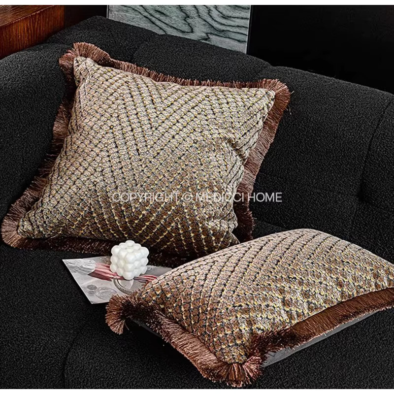Medicci Home Vintage-Kissenbezug im italienischen Stil mit geometrischem Muster in Braun und Gold - Bild 2