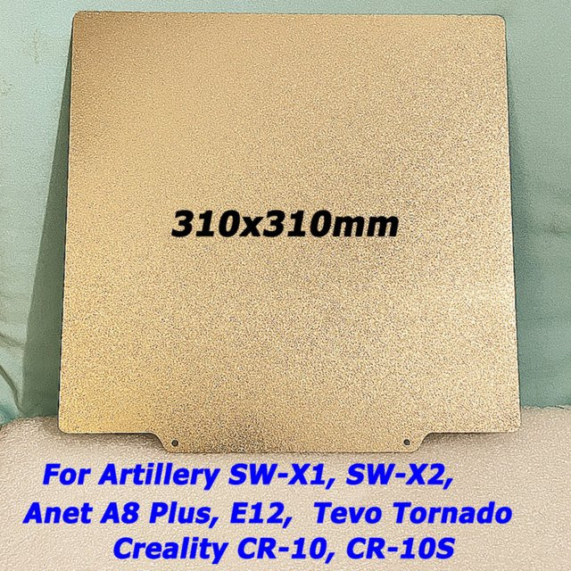 Doppelseitige magnetische PEI-Bauplatte für Artillery Sidewinder X1/X2, Anet A8 Plus, E12, CR10 und QIDI Plus 4, B/T: 310 x 310 mm, Farbe: Gold - Bild 1