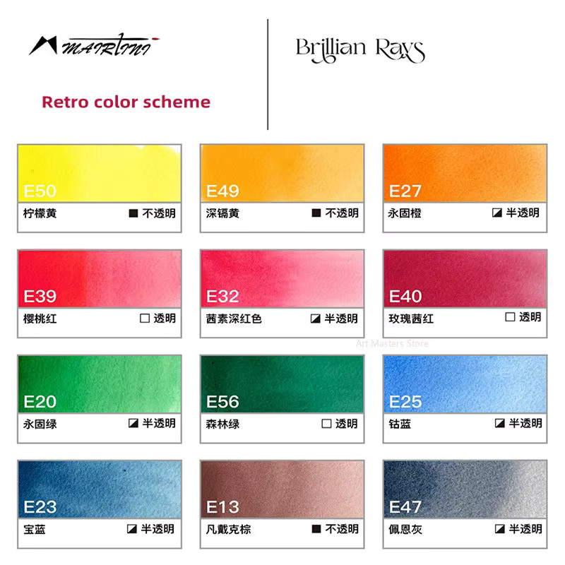 Mairtini Aquarellfarben Set mit 12 Farben in einer tragbaren Eisen Box, Multicolour - Bild 2