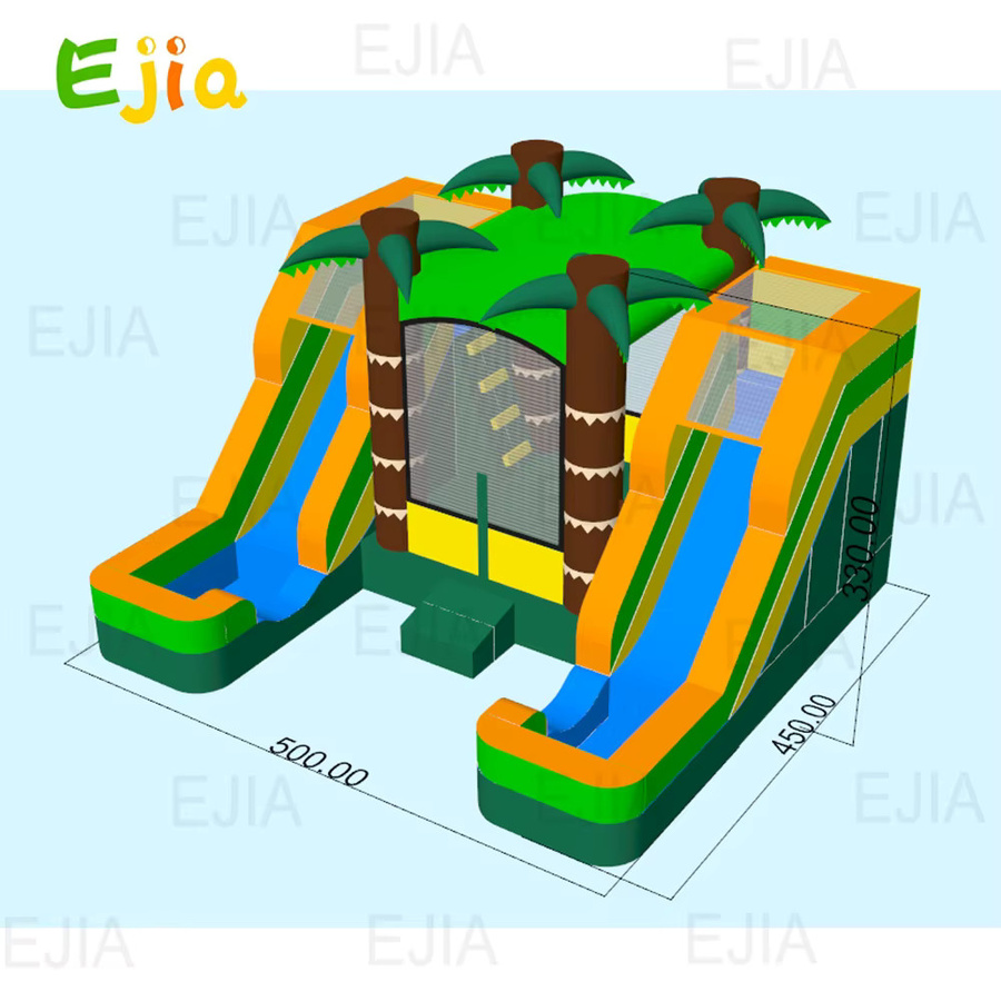 Ejia Aufblasbare Hüpfburg, tropische Doppel-Wasserrutsche, 5 m, PVC - Bild 3