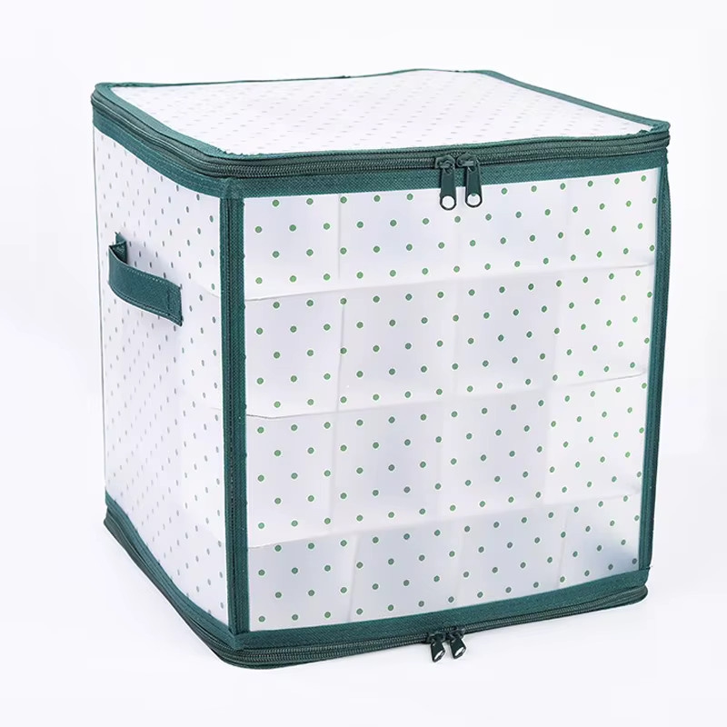 Hedahlia Weihnachtskugel-Aufbewahrungsbox mit Deckel und 64 Gittern in Grün - Bild 1