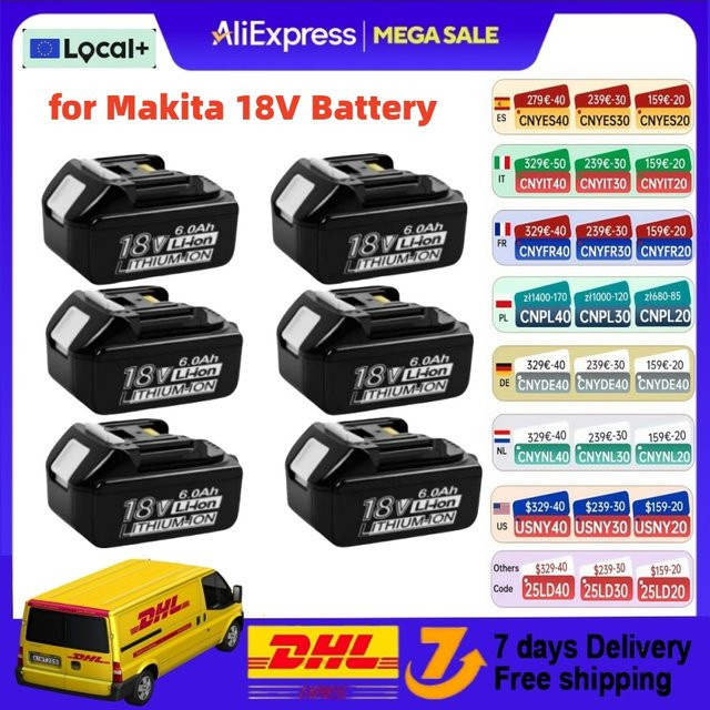 Makita Li-Ion Ersatzakku 18 V mit 6000 mAh für LXT BL1830 BL1860 BL1850 in Schwarz - Bild 1