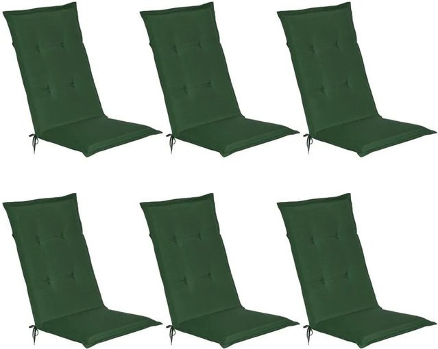 Beautissu Loft HL Hochlehner Sitzkissen 6-teiliges Set Dunkelgrün B: 120 cm, T: 50 cm, H: 6 cm - Bild 1