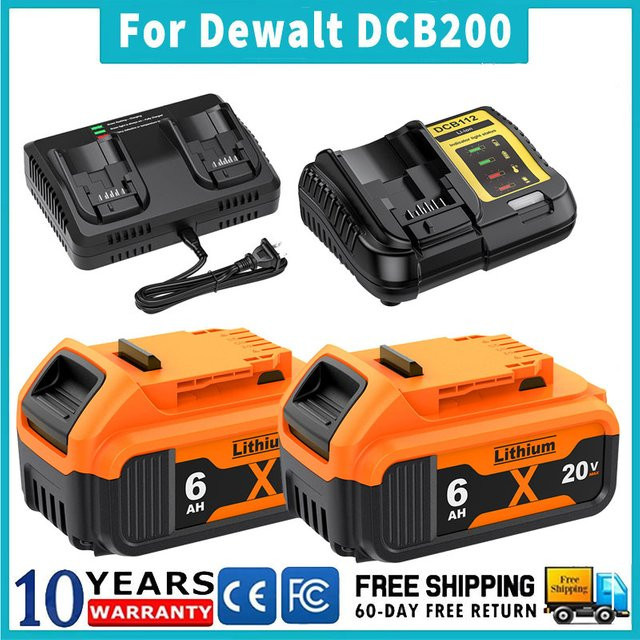 Dewalt Ersatzakku Lithium-Ionen-Batterie 18/20V 6000mAh in Orange für DCB200 DCB120 DCB181 DCB182 DCB201 DCB609 - Bild 1