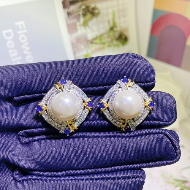 Huitan exquisite Ohrstecker, Bicolor, Perle, Zirkonia, Damen - Bild 1