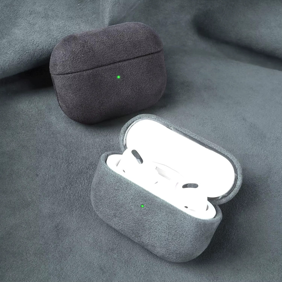 VEX Alcantara Ledertasche für AirPods Pro, luxuriöse Schutzhülle für Bluetooth-Headsets, grau - Bild 2