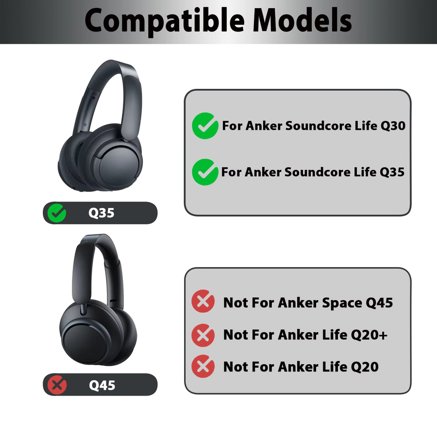 Anker Soundcore Life Q30 und Q35 Ersatz-Ohrpolster mit Kühlgel und Eisseidenstoff in Schwarz - Bild 2