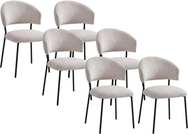 Vente-unique Stuhl Alayis in Beige mit Cord-Sitzfläche und Metallgestell, Breite: 53 cm - Bild 1
