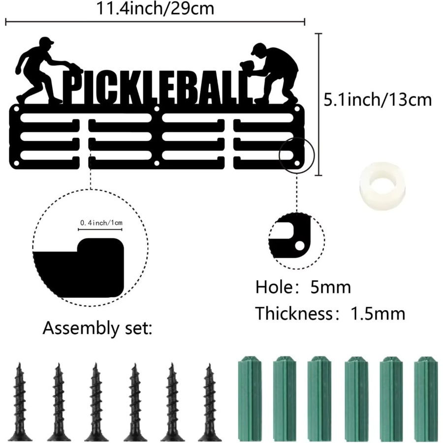 CIFBUY Pickleball-Medaillenhalter zur Wandmontage aus Metall in Schwarz - Bild 2