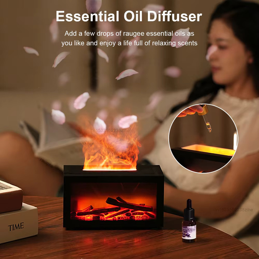 Cooskr Aroma Diffusor mit Flammen-Effekt und LED-Nachtlicht in Schwarz - Bild 2