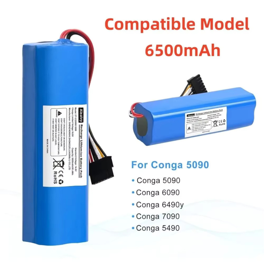 Cecotec Ersatzbatterie für Conga 5090 5490 6090 7090 Roboter-Staubsauger, 6500 mAh, 14,4 V, Blau - Bild 4