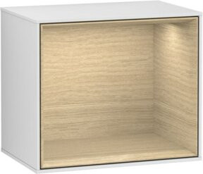 V&B Regalmodul Finion Wandregal mit LED-Innenbeleuchtung aus Holz in Weiß lackiert Eiche, B/T/H: 41,8 x 35,6 x 27 cm - Bild 1