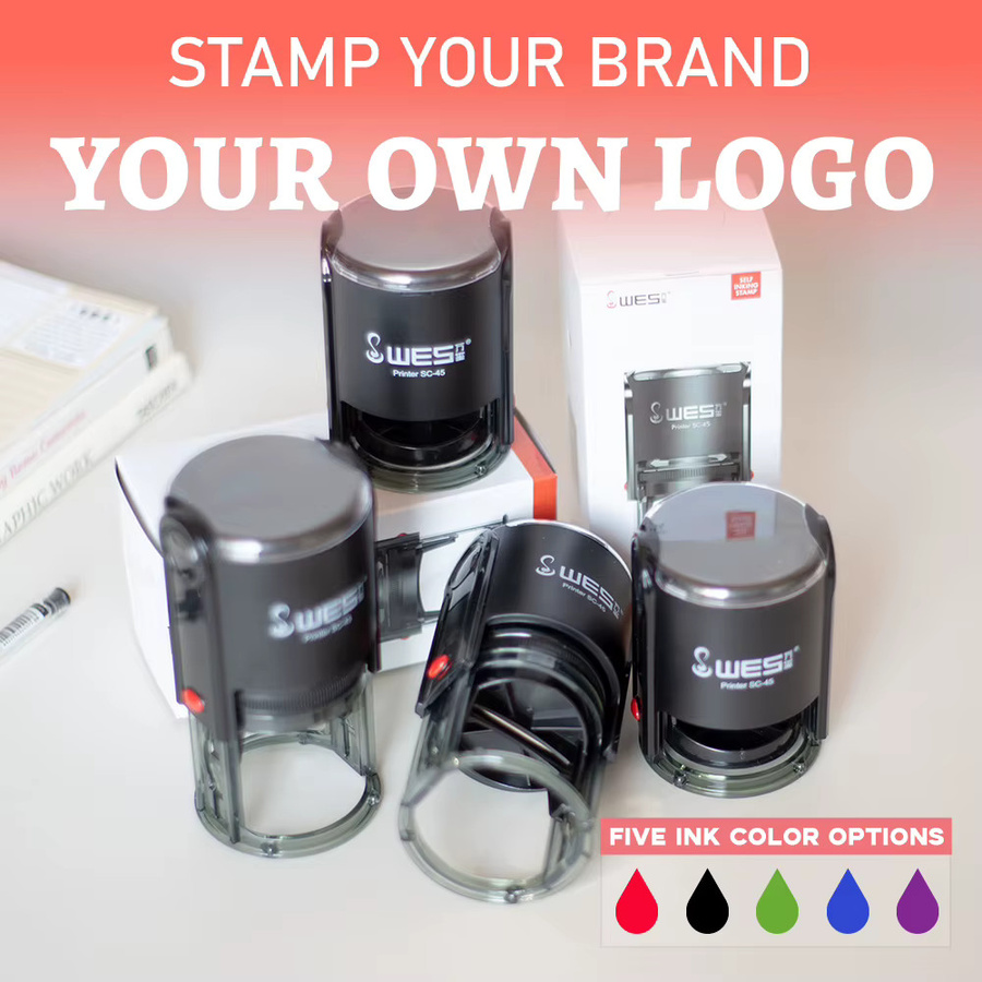Personalisierter Selbststempel mit individuellem Bild, Logo oder Portrait – runder Selbststempel mit schwarzer Tinte - Bild 2