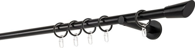 ONDECO Wandträger für 1-läufiges Rohr mit Endstück, Schwarz, Länge: 200 cm, Durchmesser: 20 mm, Wandabstand: 12 cm - Bild 1