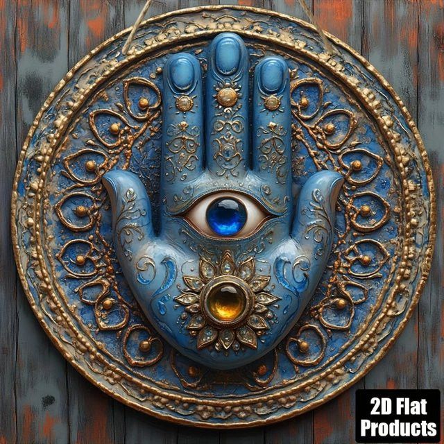 CIFBUY Hamsa-Wanddekoration rundes Mandala-Kunstschild handgeschnitzt B/H: 20,3 x 20,3 cm - Bild 1
