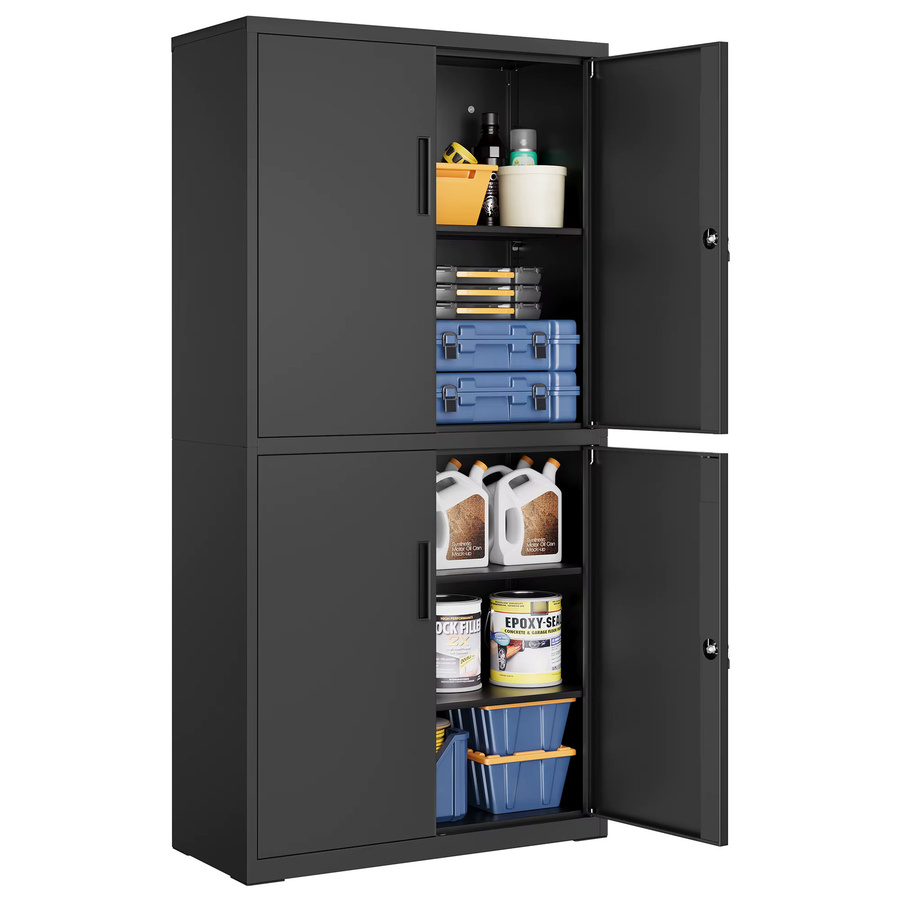 SONGMICS Aktenschrank als Mehrzweckschrank in Mattschwarz mit 4 Türen, 5 Ebenen und 2 Schlössern, B/T/H: 80 x 40 x 180 cm - Bild 2