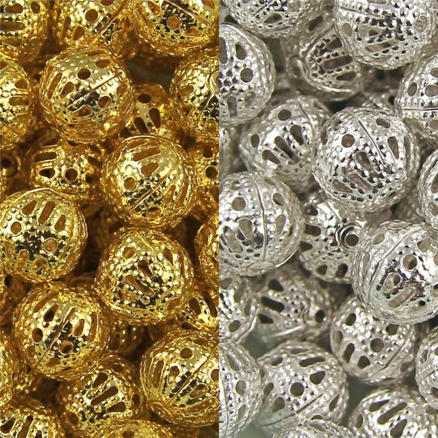 JAB Perlen Hohlkugel Metall, Legierung, Gold & Silber, Unisex - Bild 1