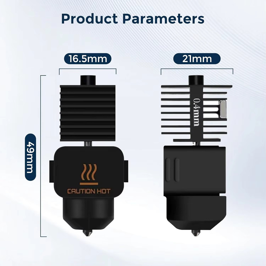 2-teiliges Bambu Lab A1/A1 Mini Hotend-Kit mit gehärteten Stahl-Düsen, Silikonsocke und Bürste in Schwarz - Bild 2