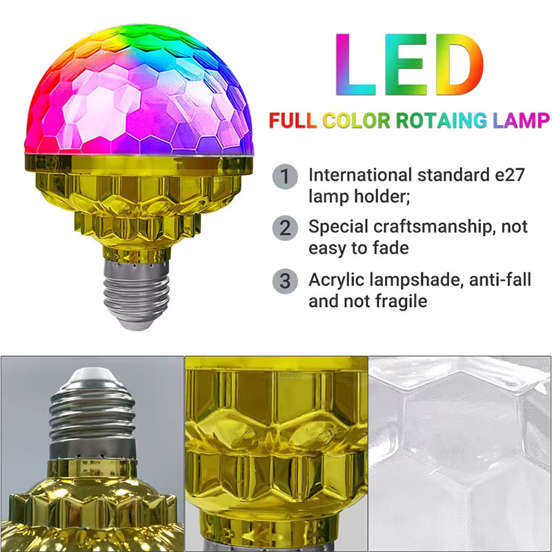 Kasotile E27 Rotierende Magische Kugel LED-Lampe mit Farbwechsel für DJ, Disco und Party in Multicolour - Bild 2