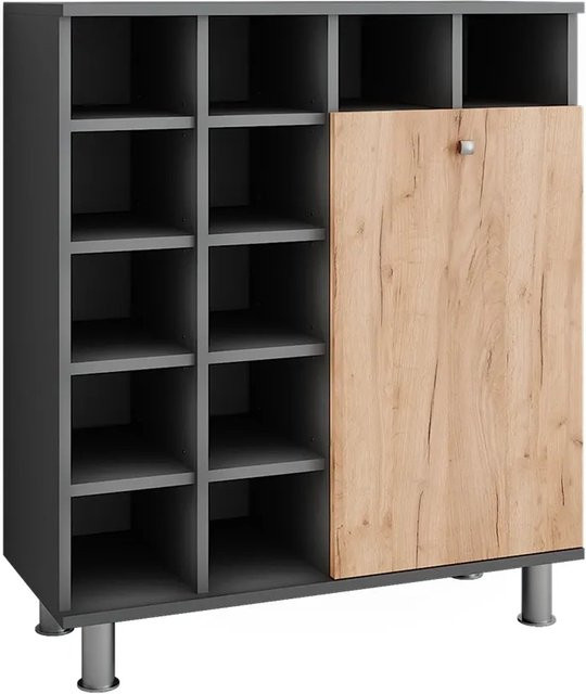 Vicco Wäscheschrank Fynn modern in Anthrazit und Eiche mit Schranktüren und Regalböden - Bild 1
