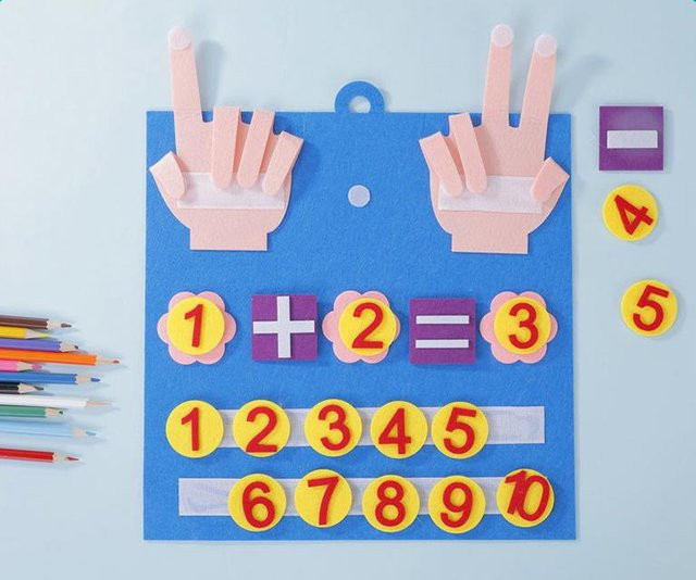 XDR Montessori Filz Fingerzahlen Mathe Spielzeug, 3-6 Jahre, Bunt / Mehrfarbig - Bild 1