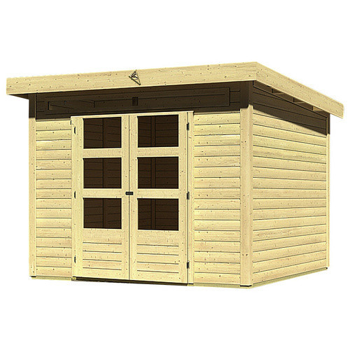 KARIBU Gartenhaus Kandern aus Holz in Braun mit Flachdach B/H/T: 274 x 222 x 274 cm - Bild 1