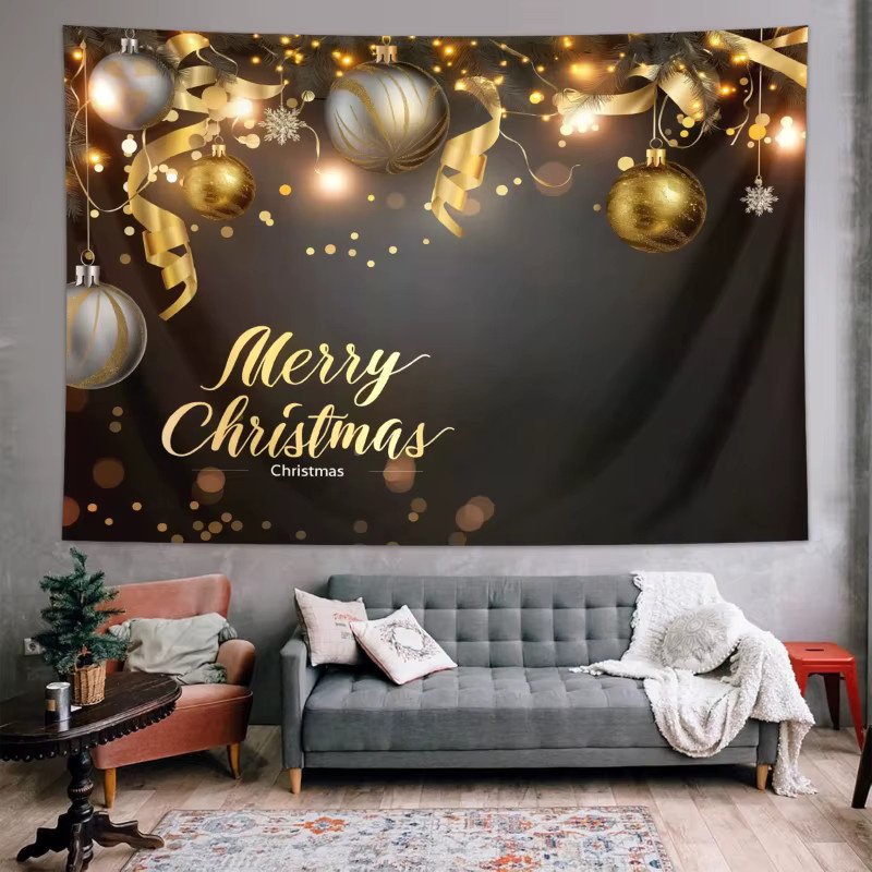 VIKAMA Wandteppich mit Weihnachtsmotiv, Rentier und Schneeflocken, Mehrfarbig, B/H: 100 x 75 cm - Bild 2