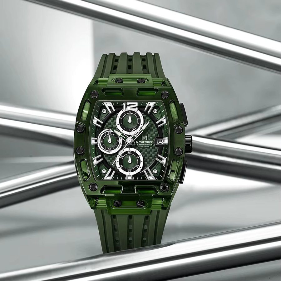 NAVIFORCE Armbanduhr Chronograph, Quarz, Schwarz, Silikon, Herren - Bild 5