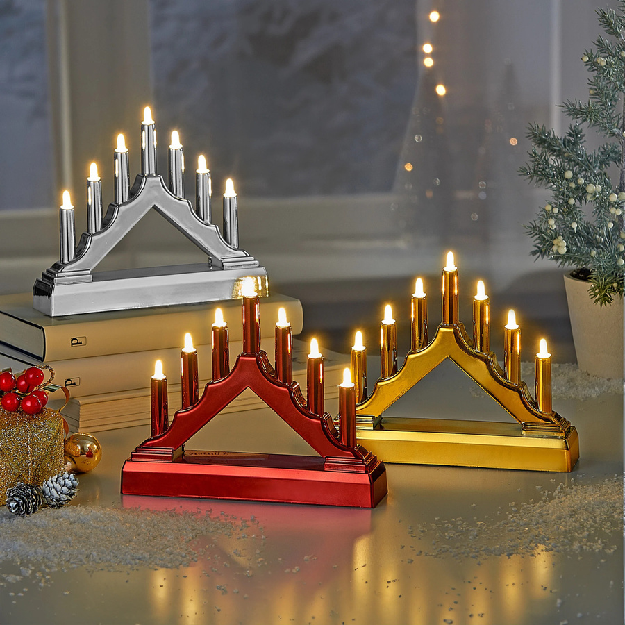 LED-Schwibbogen Viva Domo in Silber aus Metall für Weihnachten und Advent - Bild 2