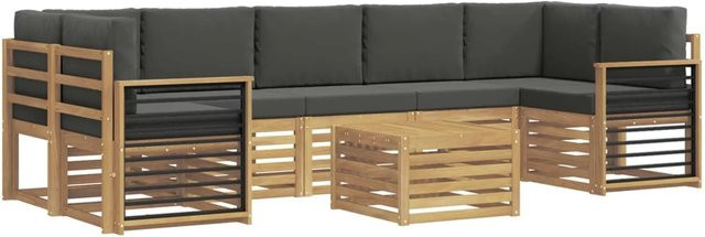 vidaXL Sofagarnitur aus Massivholz Akazie im modernen Latten-Design mit Armlehnen in Anthrazit, Weiß oder Grau - Bild 1