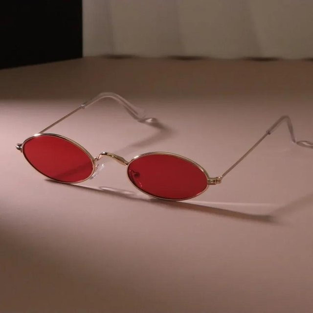 Sonnenbrille Cat-Eye, Metall, Vollrand, Schwarz, Rot, Unisex - Bild 1