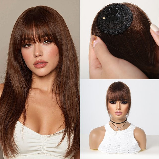 HAIRCUBE Pony-Clip, braunes Remy-Echthaar, Damen - Bild 1
