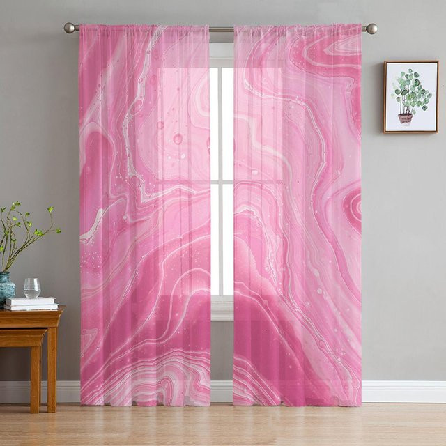 Türkisfarbene Gardinen mit Marmorstruktur von Yiran Furniture, transparente Tüll-Voile-Organza-Vorhänge für Wohnzimmer und Küche, Breite: 135 cm, Höhe: 274 cm - Bild 1