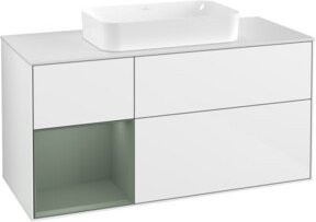 V&B Waschtischunterschrank Finion mit Wandbeleuchtung in Weiß lackiert, Breite: 120 cm, Tiefe: 50,1 cm, Höhe: 50,1 cm - Bild 1