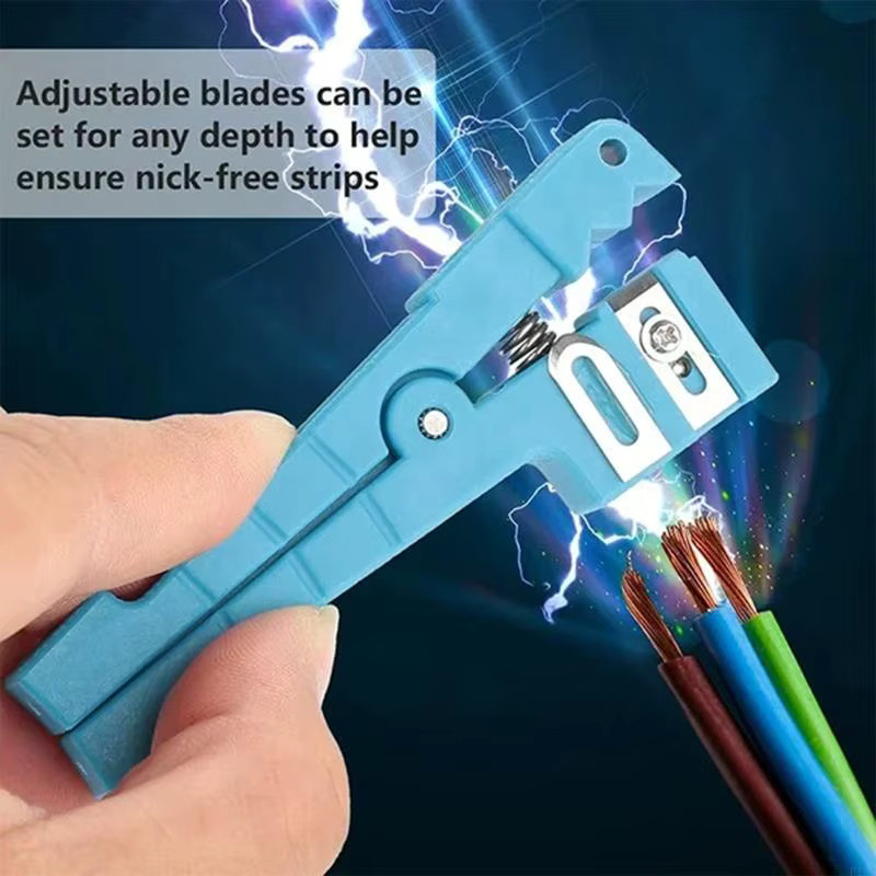 Faseroptischer Stripper F19E für Glasfasermäntel und Koaxialkabel mit einstellbarer Klinge in Blau - Bild 2