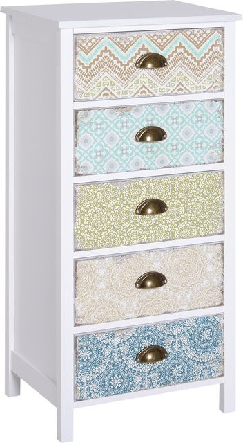 HOMCOM Kommode mit 5 Schubladen in Mehrfarbig, moderner Aufbewahrungsschrank im Shabby Chic Design für Wohnzimmer und Schlafzimmer - Bild 1