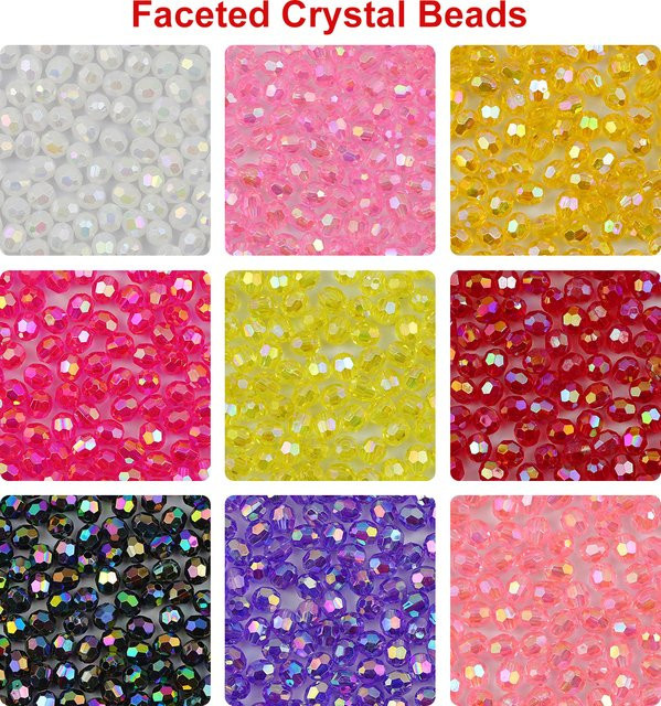 JHNBY Perlen, 8mm, ovale Acryl, gemischte Farben, facettiert, Unisex - Bild 1