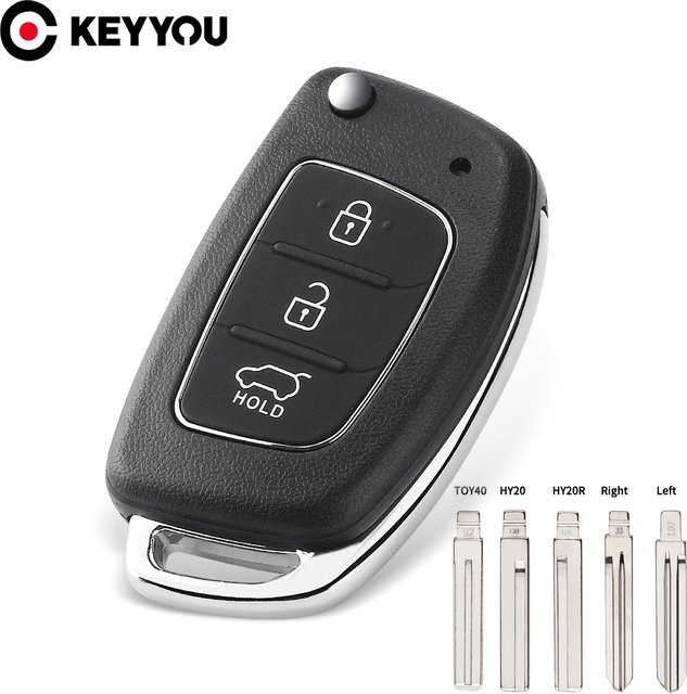 KEYYOU Flip Klapp Fernbedienung Auto Schlüssel Shell Case für Hyundai Santa Fe, Solaris, IX35, IX45, Elantra, HB20, Verna in Schwarz - Bild 1