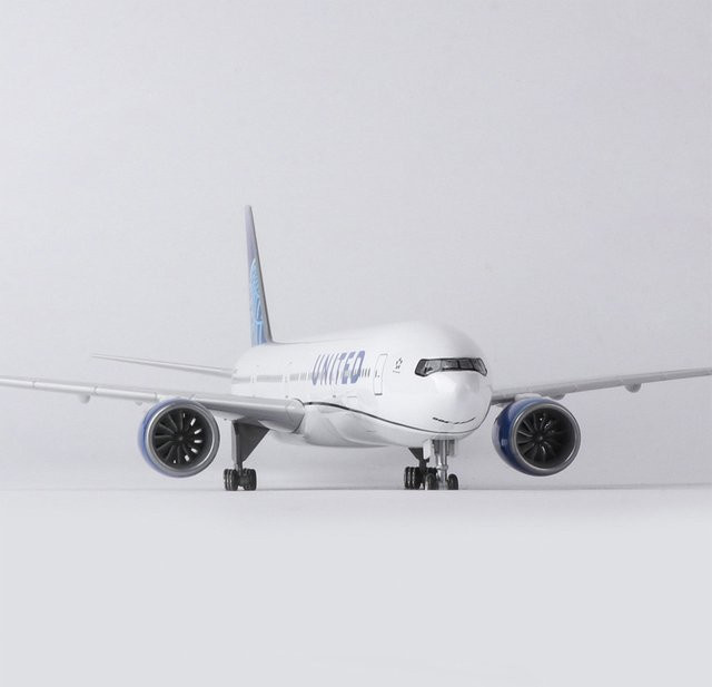 ZOCO United Airlines 777 Flugzeugmodell aus Kunstharz in Weiß, 47 cm Länge - Bild 1