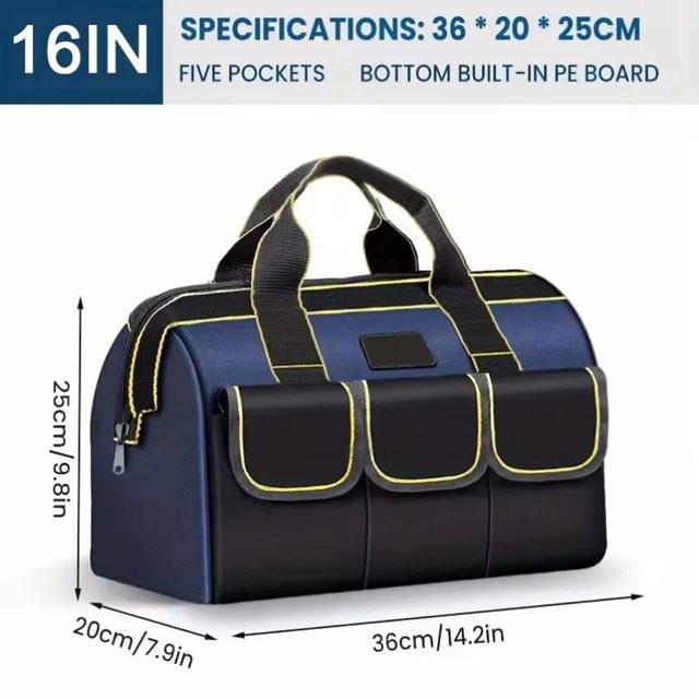Yiran Werkzeugtasche für Elektriker und Instrumentierung, Professionelle Schwerlast-Arbeitstasche als Organizer, Schwarz - Bild 1