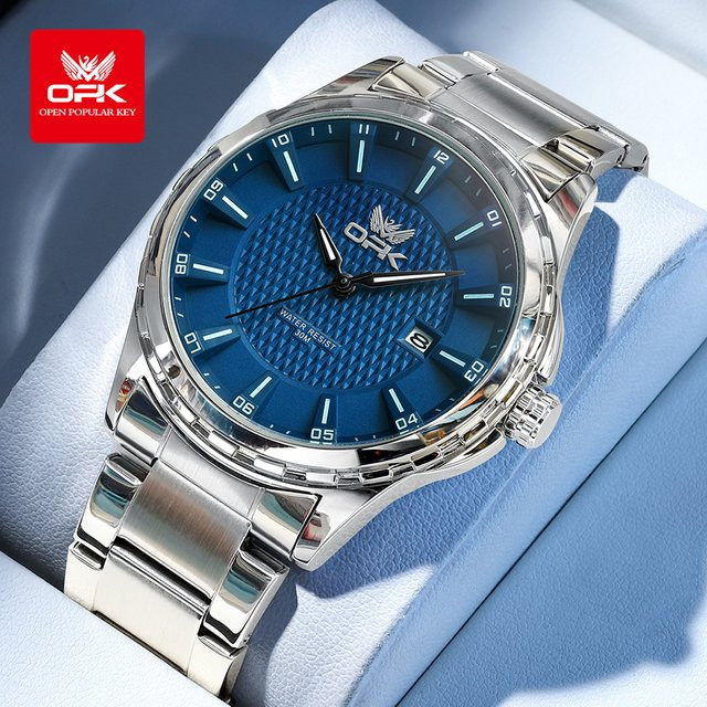 OPK Brand Armbanduhr, Edelstahl, Blau, Herren, Analoguhr - Bild 1