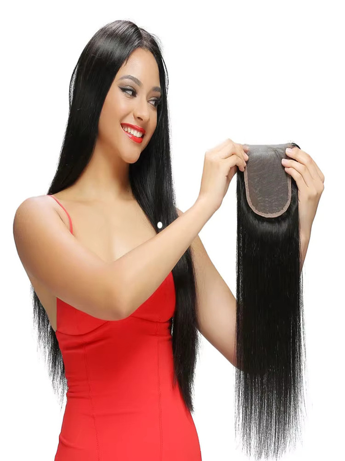 Linhua Haarverlängerung, 4x4 Lace Frontal, 10-24 Zoll, Schwarz, Brasilianisches Haar - Bild 2