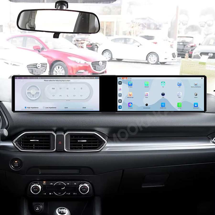 Aotsr Dual Screen Carplay Auto Radio für Mazda CX5 CX-5 2017-2025 mit Android Auto, Multimedia Stereo, GPS Navi und Band Recorder, Schwarz, 24,6 Zoll - Bild 2