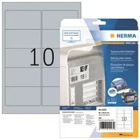 HERMA SuperPrint LaserCopy Folienetiketten Silber, 25 Bogen mit 250 Etiketten, Breite: 9,6 cm, Höhe: 5,08 cm - Bild 1