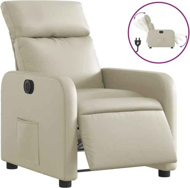 vidaXL Elektrischer Relaxsessel in Creme mit Kunstleder und Armlehnen - Bild 1